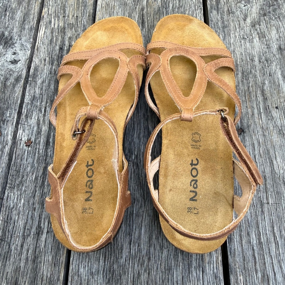 Naot Women Leather Dorith Strappy Sandals Tan Brown Comfort Shoes 38 L7 - Picture 5 of 9